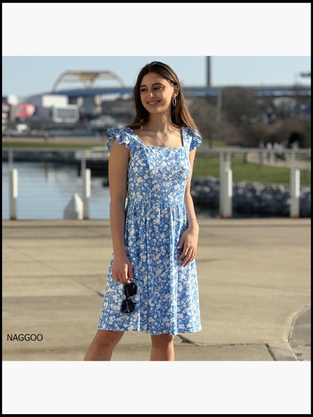 Polyester Spandex Summer Casual Sundress with Pockets Floral Print - Picture 6 of 7